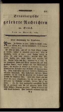 30. Stück, den 12. Aprill, 1783.