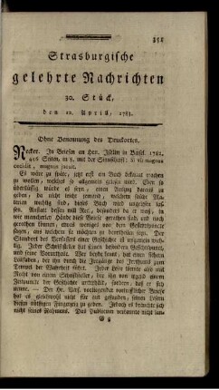 30. Stück, den 12. Aprill, 1783.