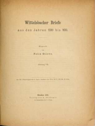 Wittelsbacher Briefe aus den Jahren 1590 bis 1610, 7