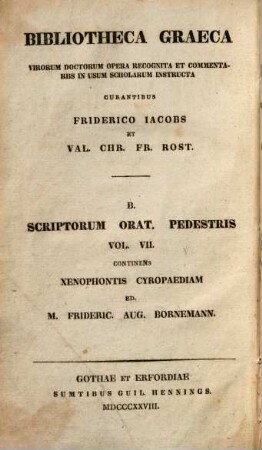 Xenophontis Opera omnia, 1. Continens Cyropaediam