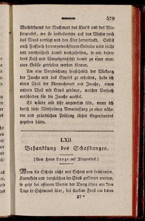 LXII. Behandlung des Schafdunges