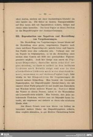 5. Reproduction von Negativen und Herstellung von Vergrösserungen