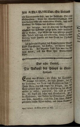 Das achte Capitel. Die Ankunft des Pelops in Griechenland