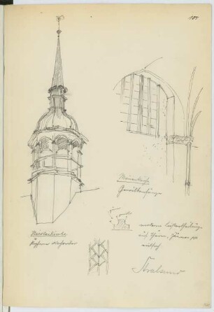 Nikolaikirche, Stralsund. Marienkirche, Stralsund: Details (aus: Skizzen- und Fotoalbum 17)