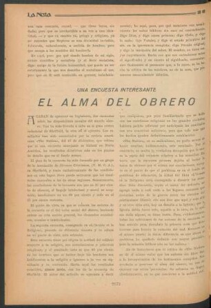 Una encuesta interesante : El alma del obrero