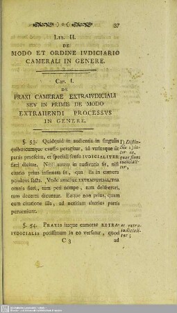 Lib. II. De Modo Et Ordine Iudiciario Camerali In Genere