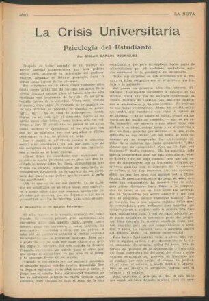 La crisis universitaria : Psicología del estudiante