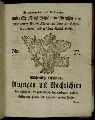 No. 17. Montags, den 24ten Aprill 1780.