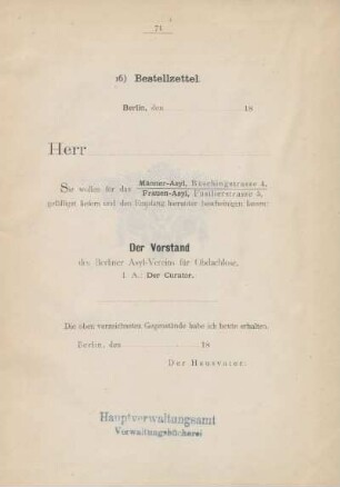 16) Bestellzettel