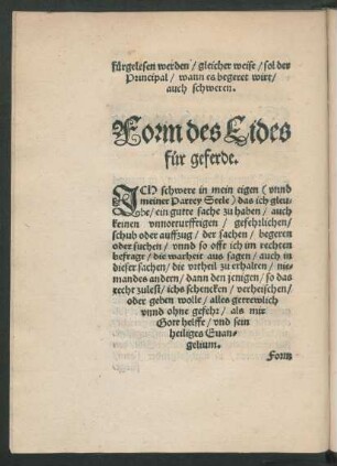 Form des Eides für geferde.