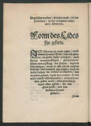 Form des Eides für geferde.