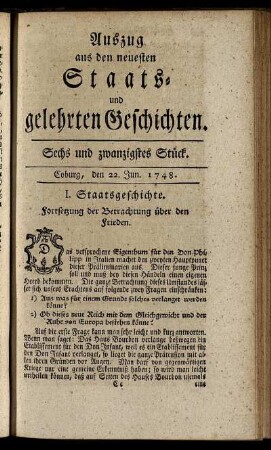 Sechs und zwanzigstes Stück. Coburg, den 22. Jun. 1748.