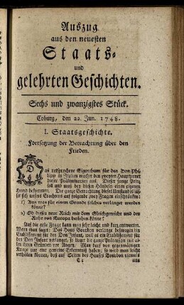 Sechs und zwanzigstes Stück. Coburg, den 22. Jun. 1748.