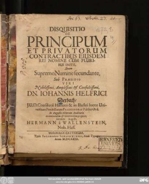 Disquisitio De Principum Et Privatorum Contractibus Eiusdem Rei Nomine Cum Pluribus Initis
