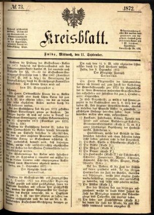 Ausgabe vom Mittwoch, den 11. September 1872.