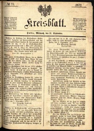 Ausgabe vom Mittwoch, den 11. September 1872.