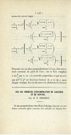 Sur les formules d'interpolation de Lagrange et de Newton.