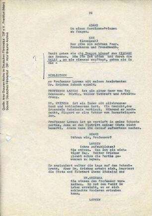 Drehbuch (Auszug), mit handschriftlichen Korrekturen von Artur Brauner