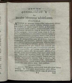 Consultatio X [vielm. XI] de incubo laborante adolescente
