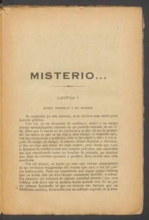 Capítulo I - Entre tinieblas y en peligro