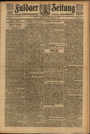 Erste Ausgabe vom Samstag, den 28. November 1908.