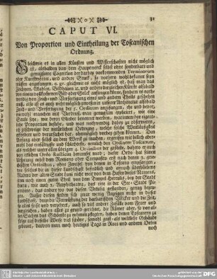 Caput VI. Von Proportion und Eintheilung der Toscanischen Ordnung
