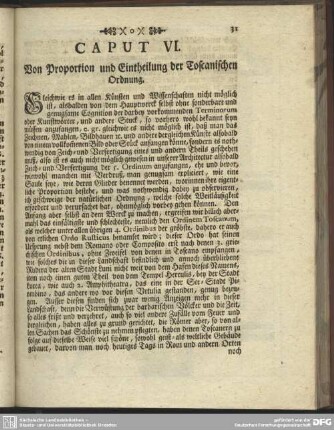 Caput VI. Von Proportion und Eintheilung der Toscanischen Ordnung