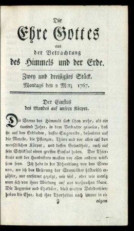 Zwey und dreisigstes Stück. Montags den 2 Merz 1767