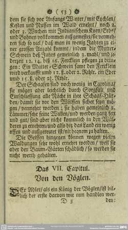 Das VII. Capitul. Von den Vöglen
