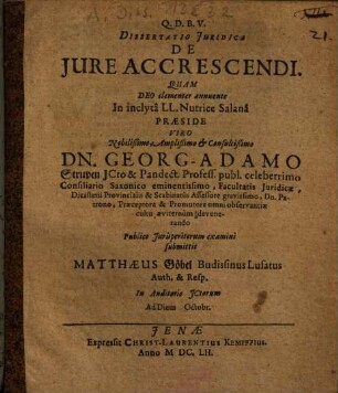 Dissertatio Iuridica De Iure Accrescendi