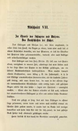 Abschnitt VII. Zur Theorie des Schlagens und Walzens. Das Durchschießen der Bücher