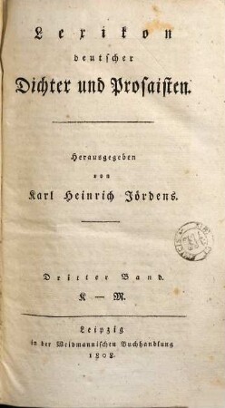 Lexikon deutscher Dichter und Prosaisten, 3. K - M