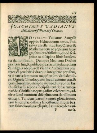 Ioachimus Vadianus Medicus et Poeta et Orator.