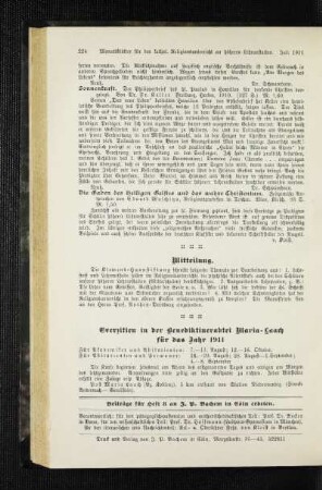 Exerzitien in der Benediktinerabtei Maria-Laach für das Jahr 1911