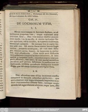 Cap. IV. De Lochiorum Vitiis.