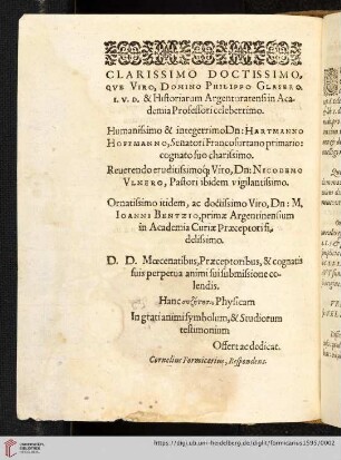 Clarissimo, Doctissimoqve viro [...]