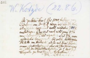 Brief an Wilhelm Kotzde
