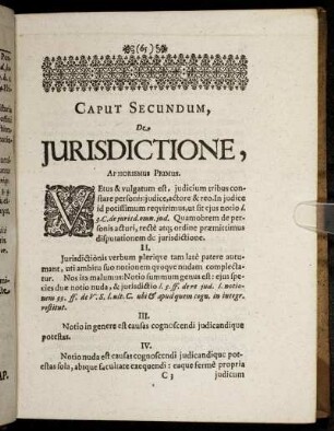 Caput Secundum, De Jurisdictione,