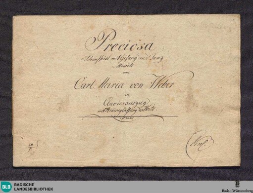 Preciosa. Excerpts. Arr - Don Mus.Ms. 2637 : pf