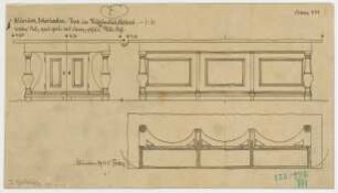 Fischer, Theodor; Wiesbaden; Museum - Tisch im Kupferstichkabinett (Ansichten, Schnitt)