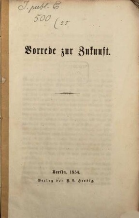 Vorrede zur Zukunft