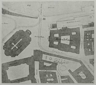 Dresden, Ständehaus, Entwurf des Ständehauses unter unveränderter Beibehaltung der Brühlschen Terrasse, Lageplan