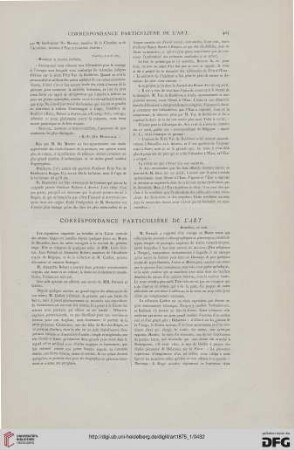 Correspondance particulière de l'Art
