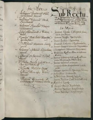Sommerhalbjahr 1598. Rektorat Johann Hochmann