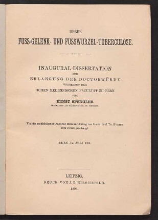 Ueber Fuss-Gelenk- und Fusswurzel-Tuberculose