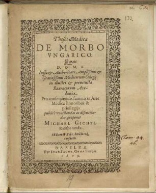 Theses Medicae De Morbo Ungarico