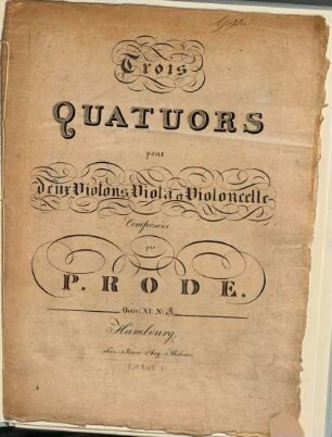Trois quatuors pour deux violons, viola et violoncelle : oeuv. XI, 3