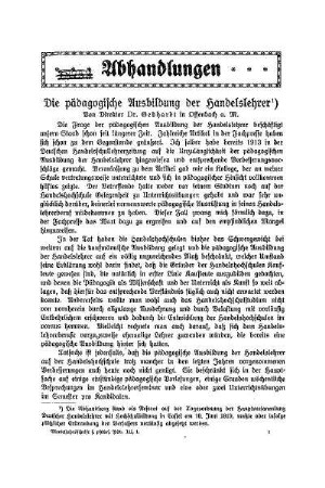 Die pädagogische Ausbildung der Handelslehrer