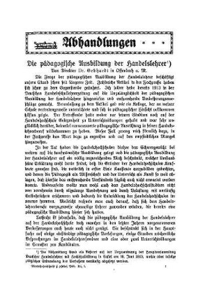 Die pädagogische Ausbildung der Handelslehrer