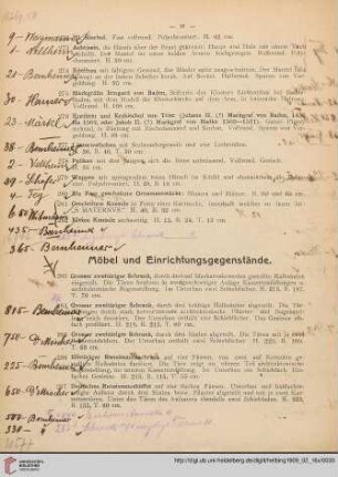 Möbel und Einrichtungsgegenstände (Nr. 283-355)